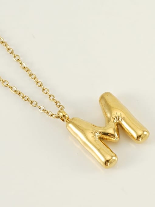 Letter M [Gold] Titanium Steel Letter Necklace With 26 letters